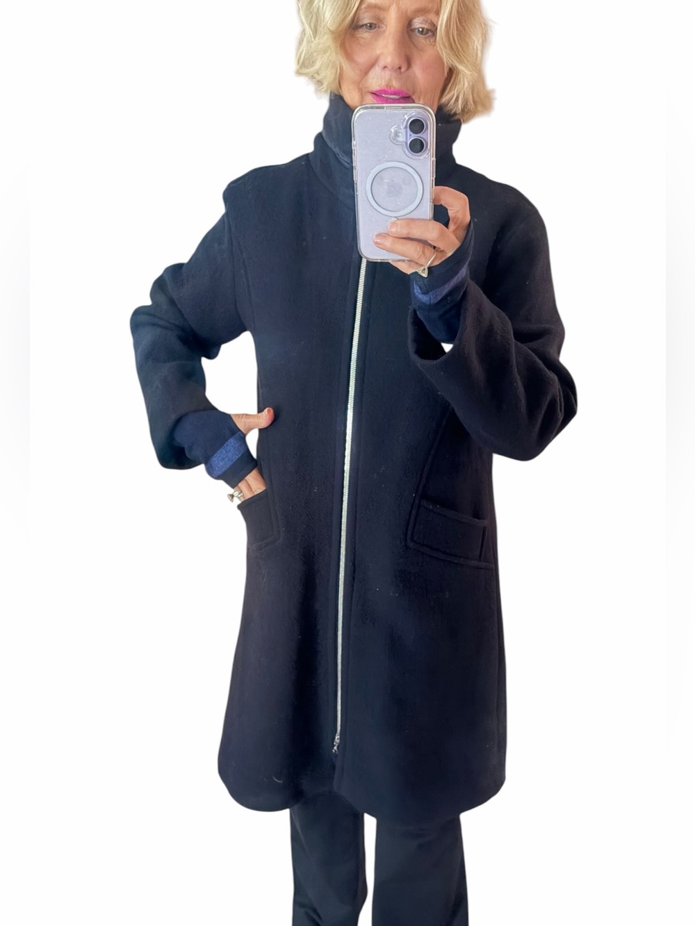 Bogner Navy Women's Wool Pea Coat